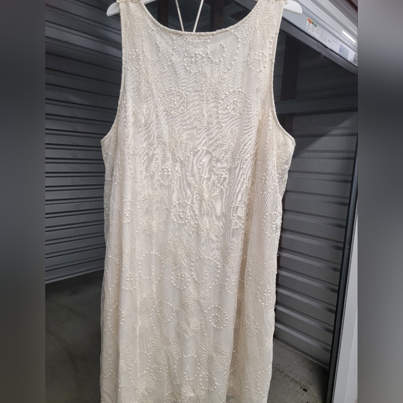 Cream Embroidery Tulle Dress - Picture 2 of 5